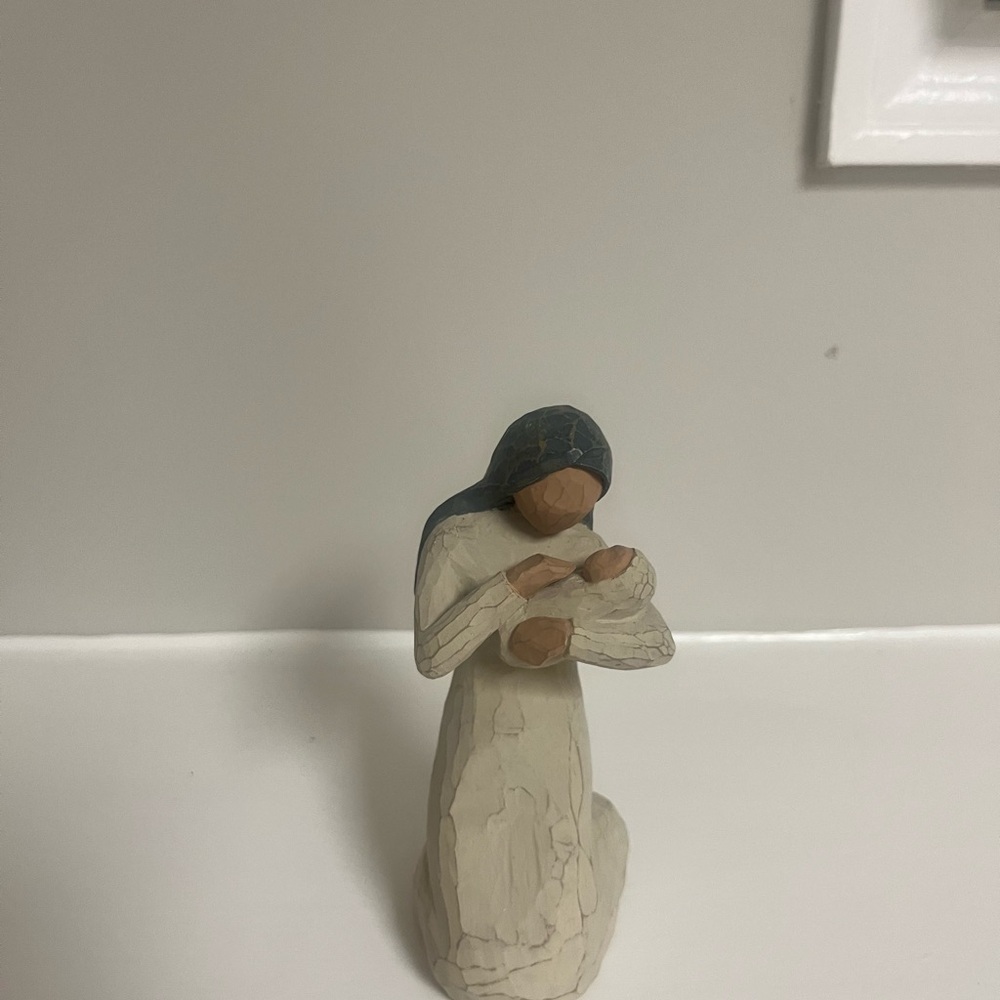 Willow Tree Mary & Baby Jesus Sculpture - Blue and Cream